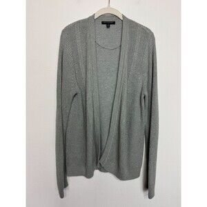 Banana Republic Medium Cardigan Sweater Gray Chunky Ribbed Knit Open Front